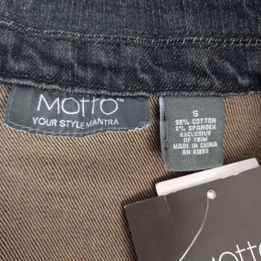 Motto QVC Women's Jean Jacket Size Small Blue Denim Cotton Spandex 2 Pockets NWT - Picture 3 of 14